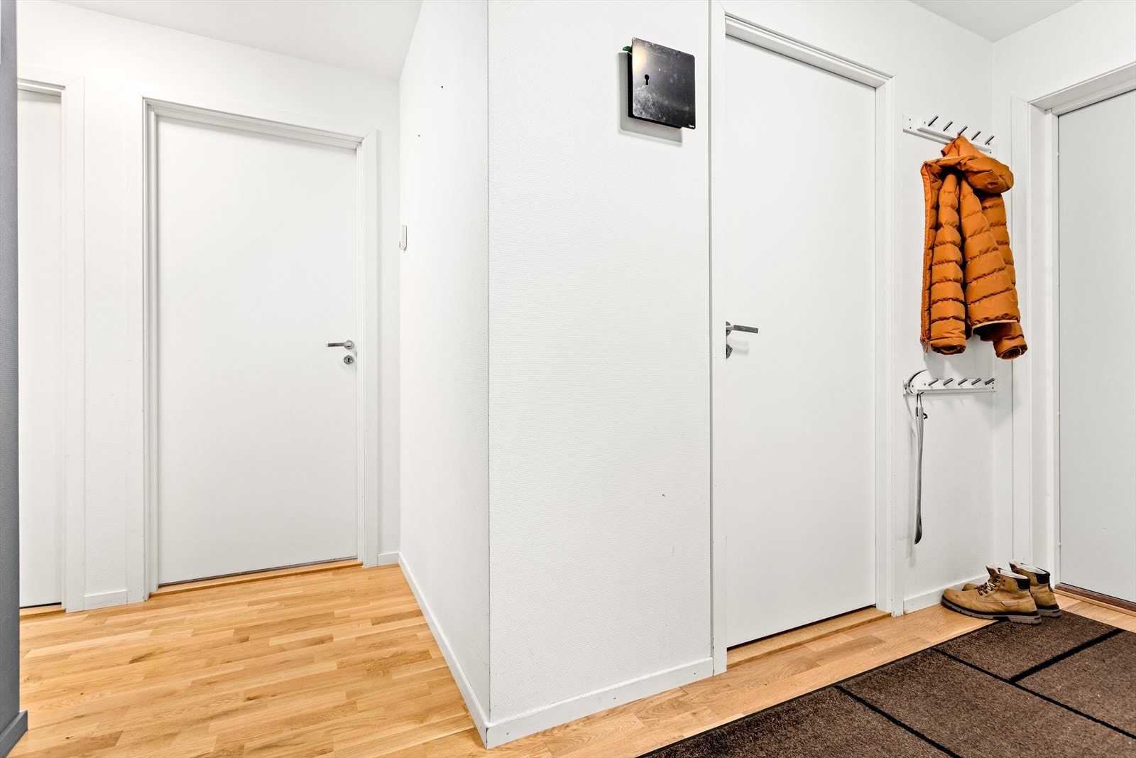Lyst og triveleg gangareal med plass til oppheng av ytterklede i både garderobeskåp og på vegg. Galleribilde