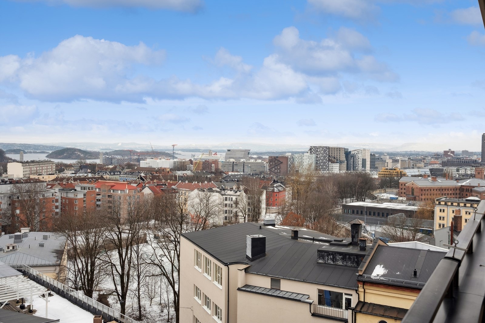 Lang og vidstrakt utsikt i flere retninger fra balkongen. Galleribilde