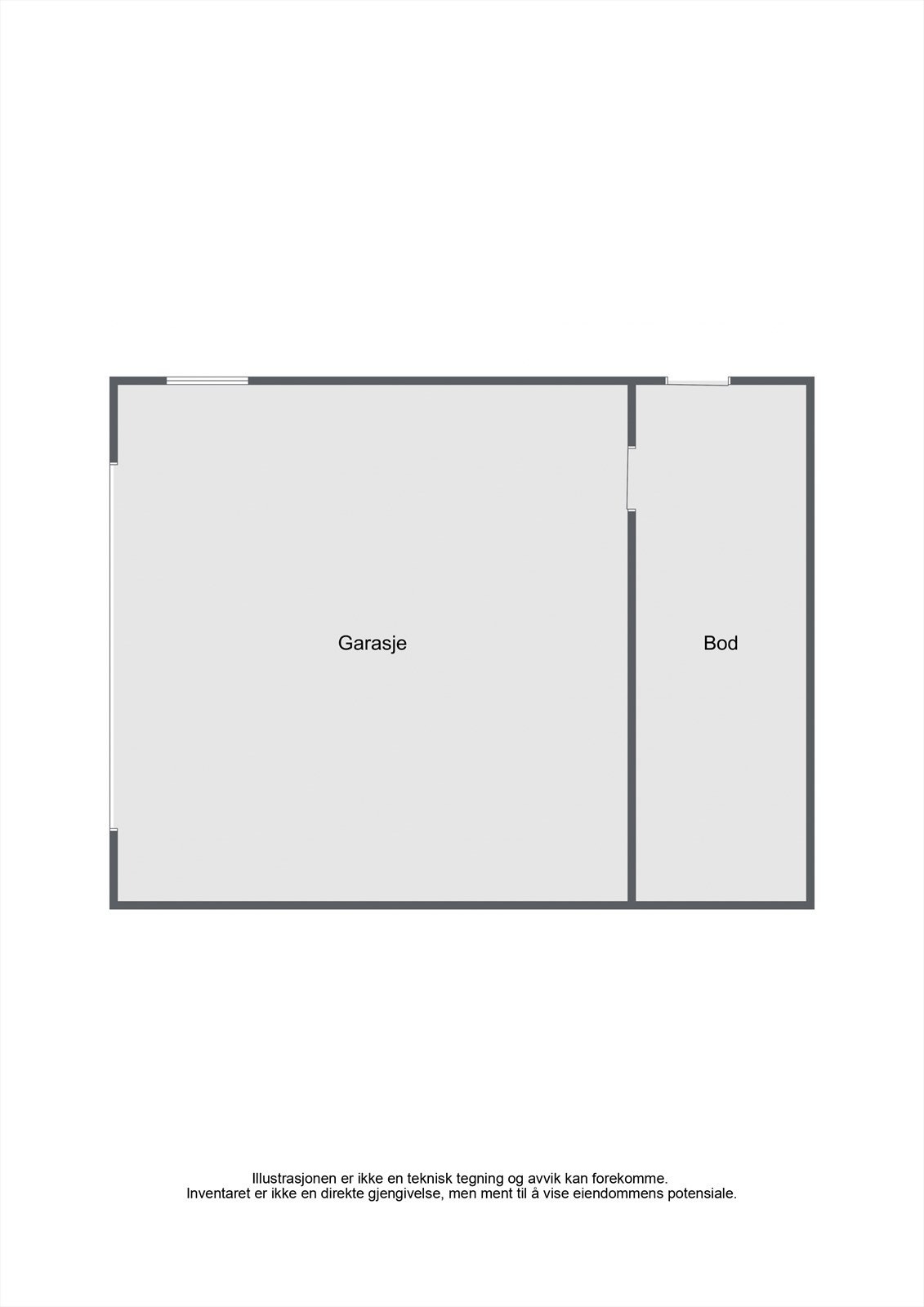 Garasje med bod i bakkant og loft. Galleribilde