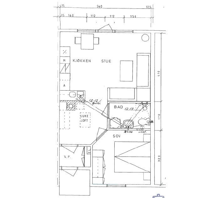 Tegning av leiligheten. Kan avvike da ikke alle leiligheter er prikk like. Galleribilde
