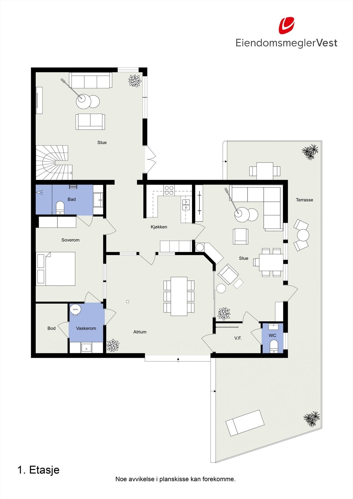 Planteikning 1. etasje. Galleribilde