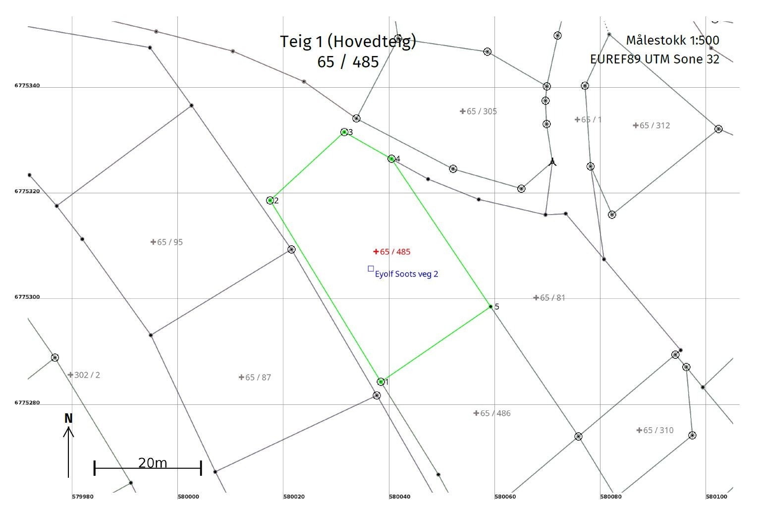Eiendomsgrense Eyolf Soots veg 2. Galleribilde