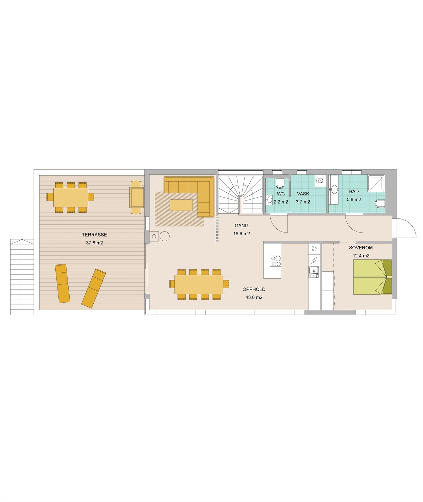 Plantegning 2.etg. av rammegodkjent enebolig. Galleribilde