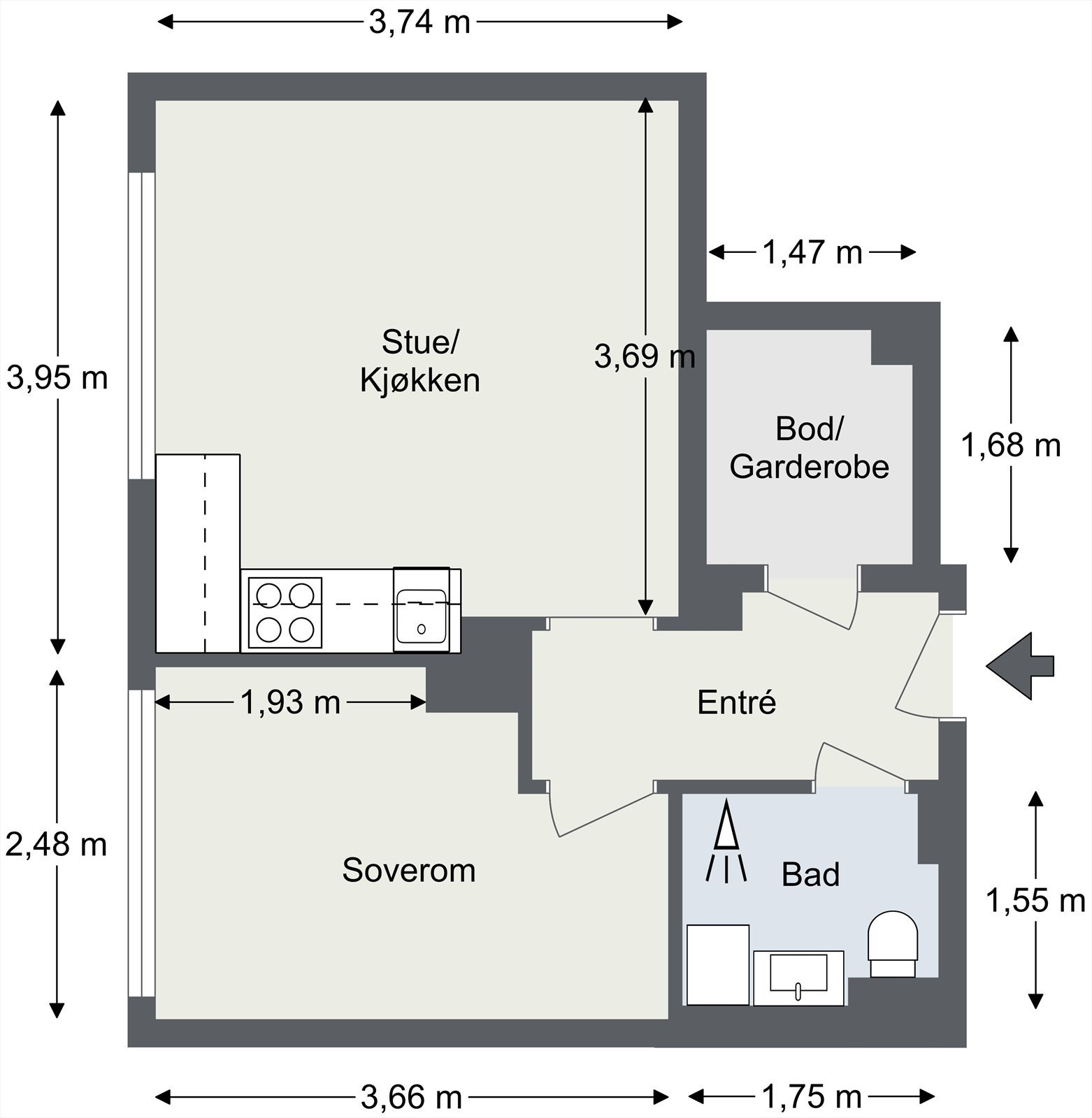 Plantegning | Arealeffektiv planløsning Galleribilde