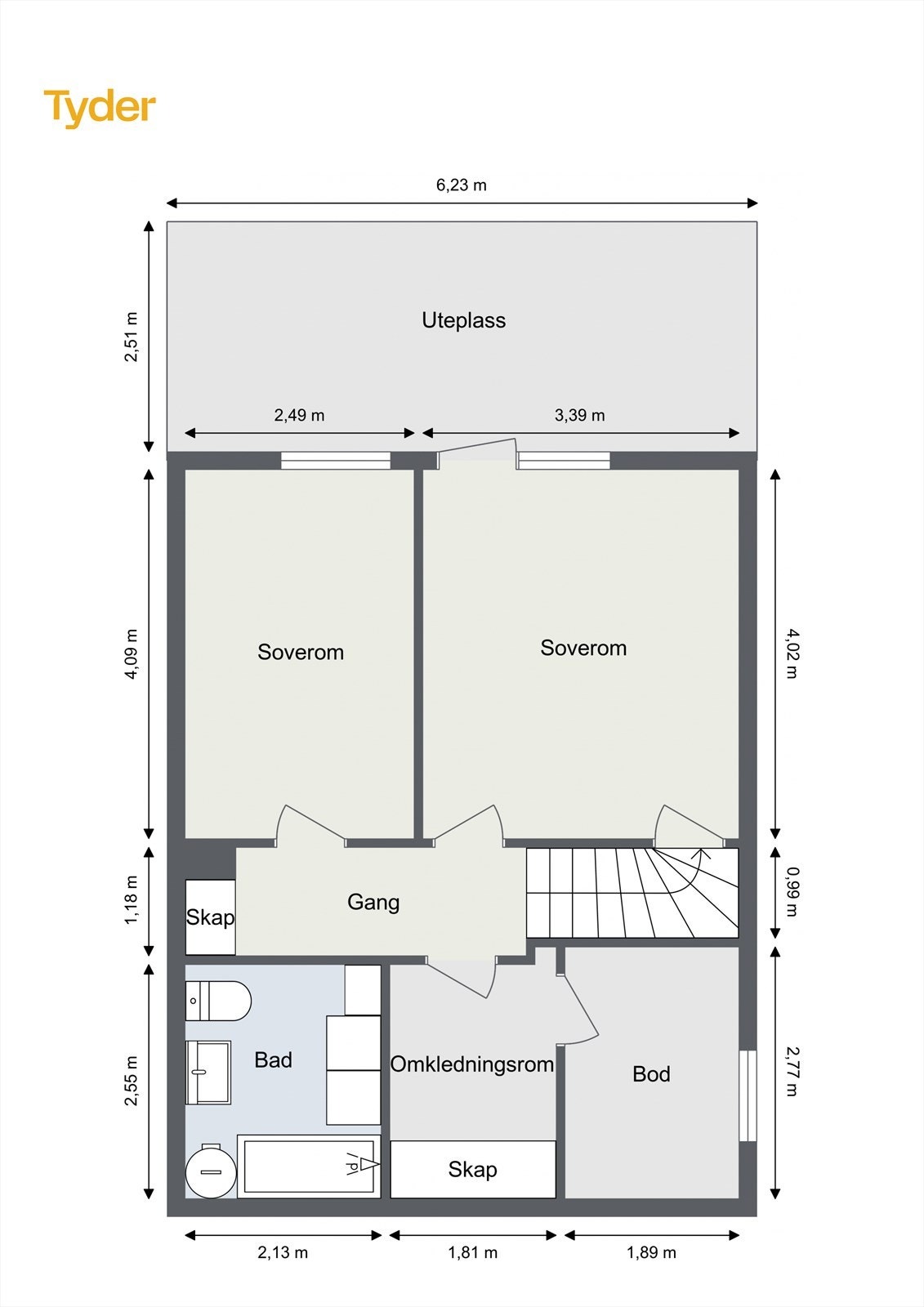 Underetasjen er en privat sone med to soverom, bad, omkledningsrom og bod. Galleribilde