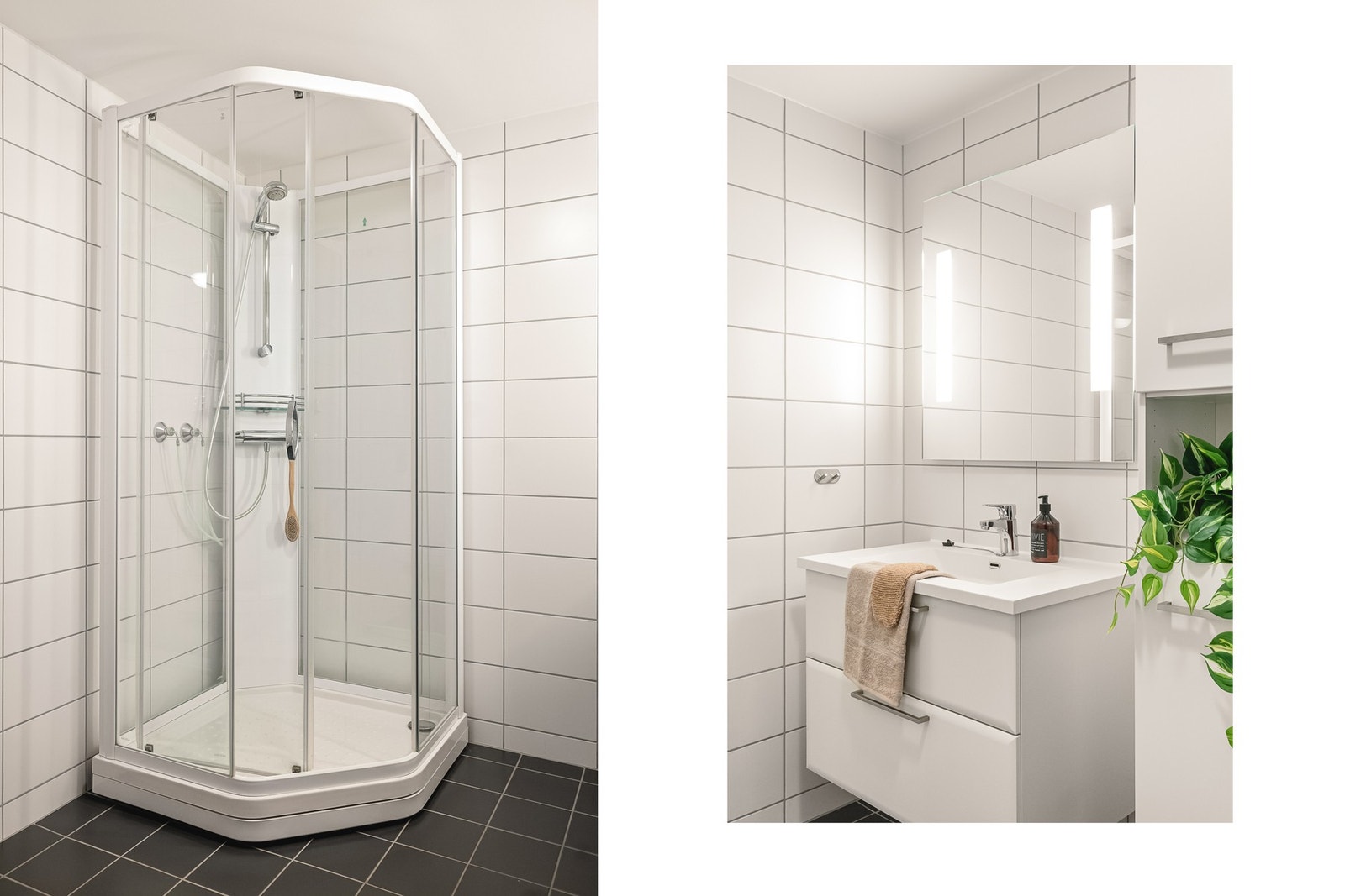 Badet er helfliset og har vannbåren gulvvarme. Galleribilde