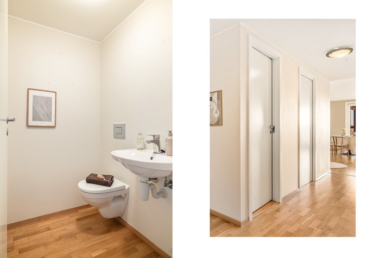 Leiligheten har også et toalettrom. Svært praktisk om en har barn eller gjester på besøk. Galleribilde