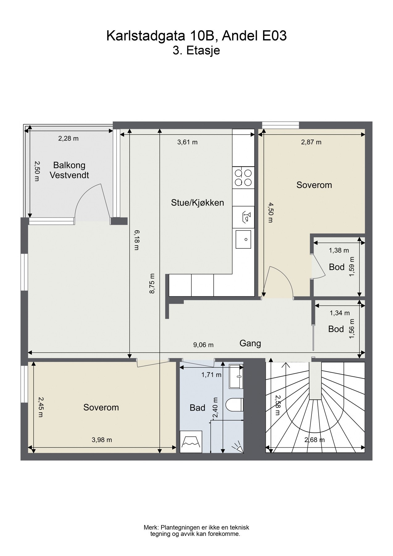 Plantegning med mål. Galleribilde