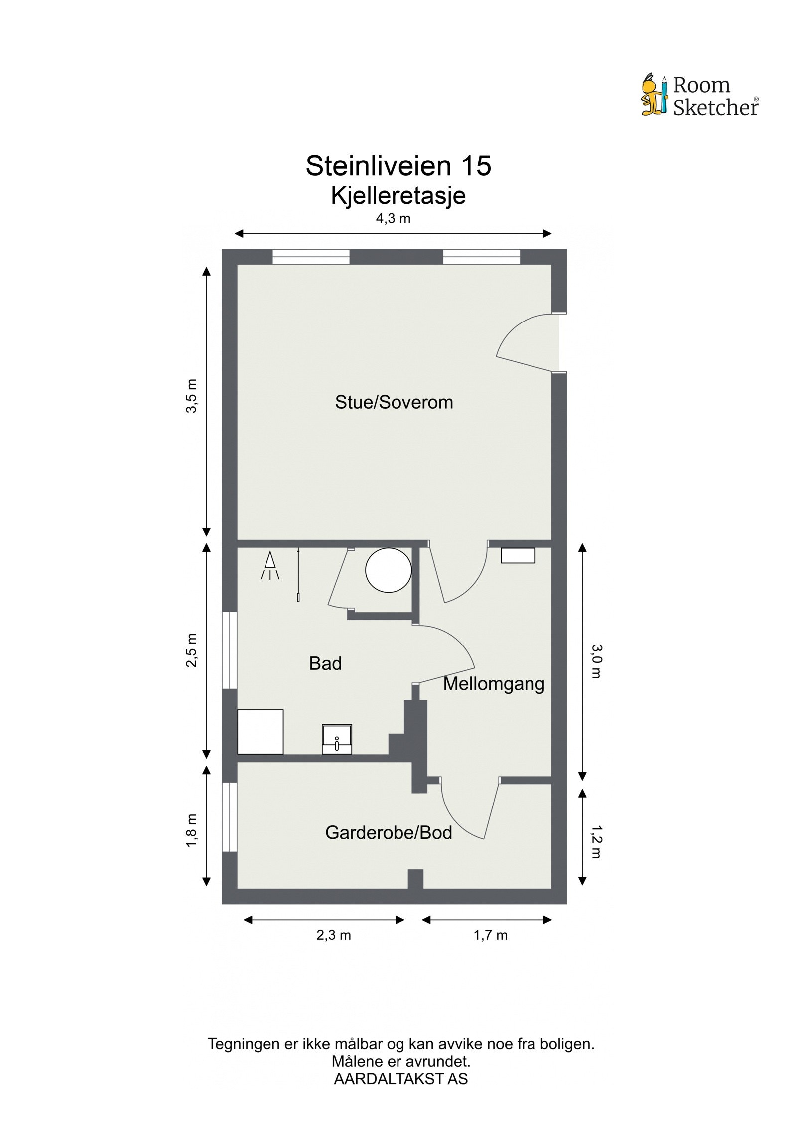 Planskisse kjelleretasje. Galleribilde