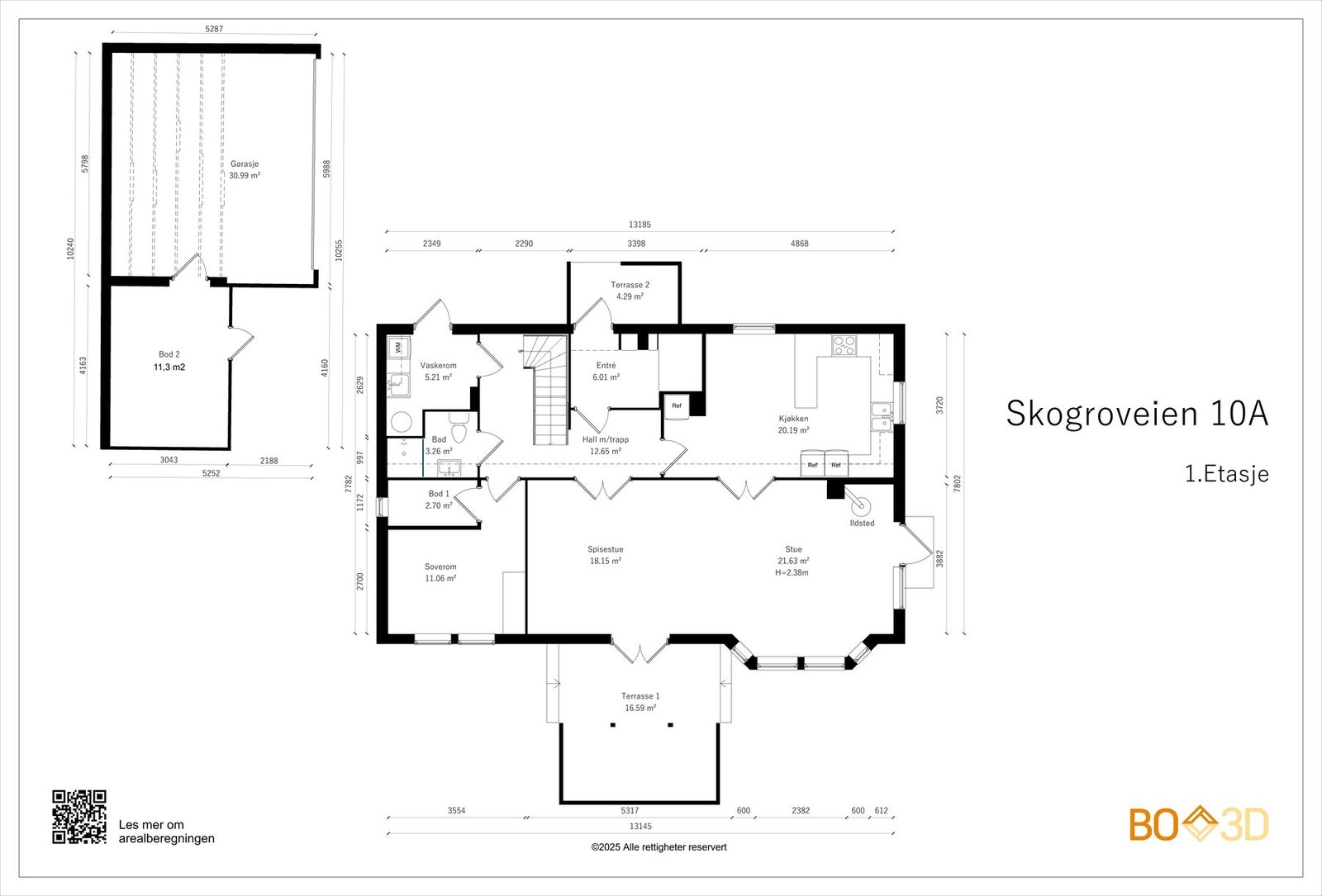 Planskisse 1.etg og garasje. Galleribilde