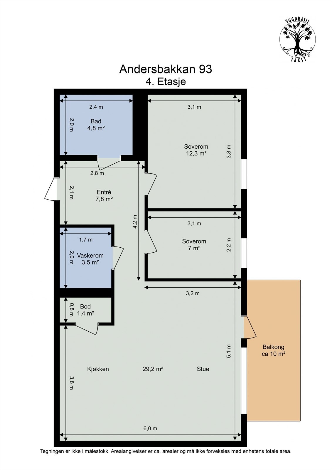 Planløsning - I tillegg disponerer leiligheten en sportsbod på 5 m². Galleribilde