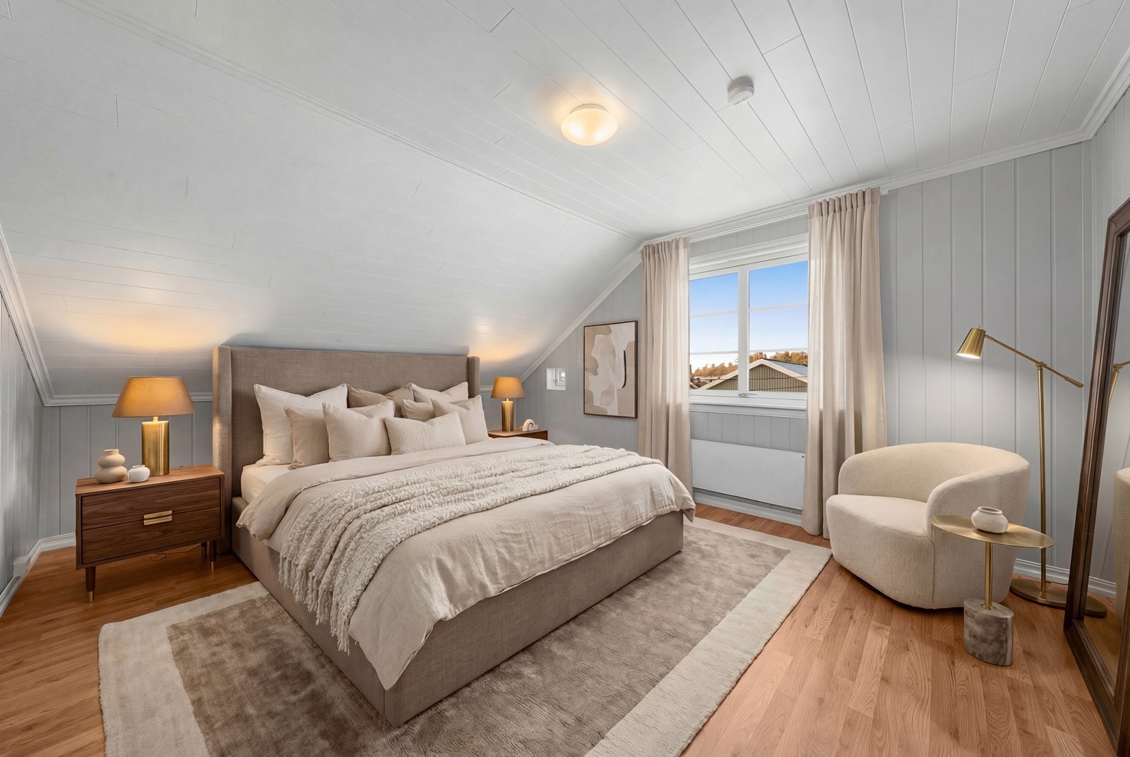 Hovedsoverom med digital møblering Galleribilde