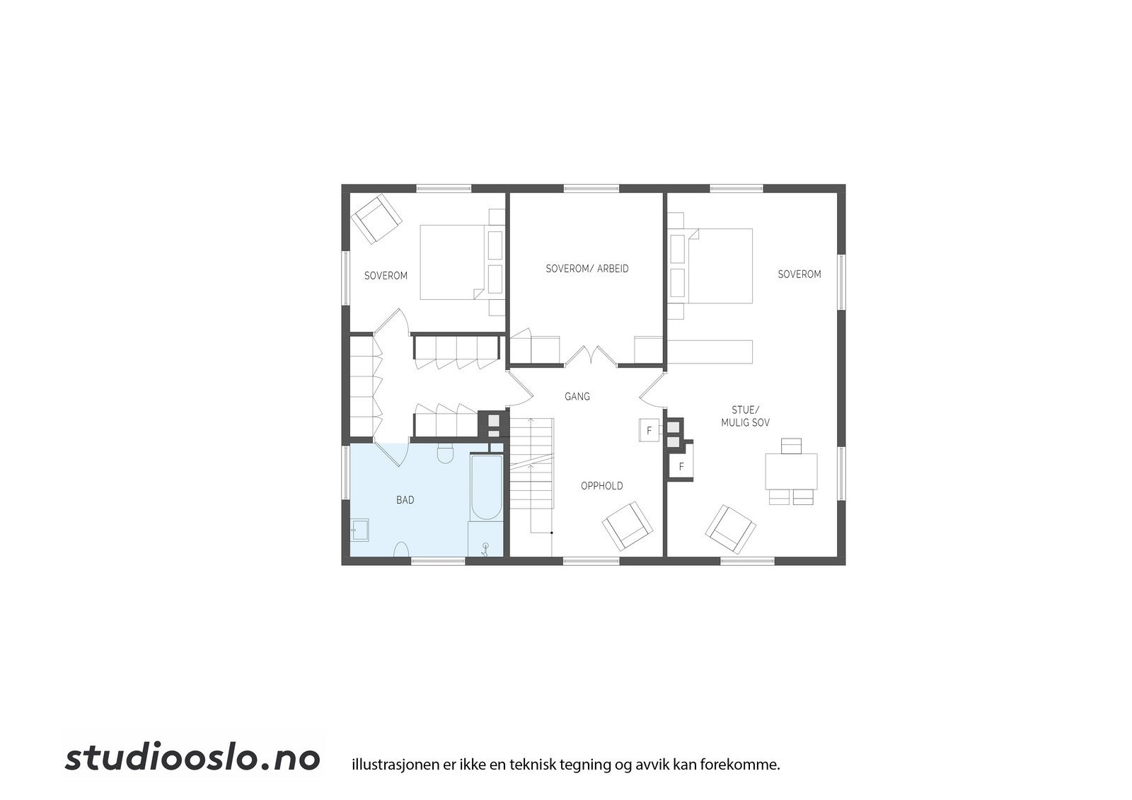 Plantegning 2 etg. Galleribilde