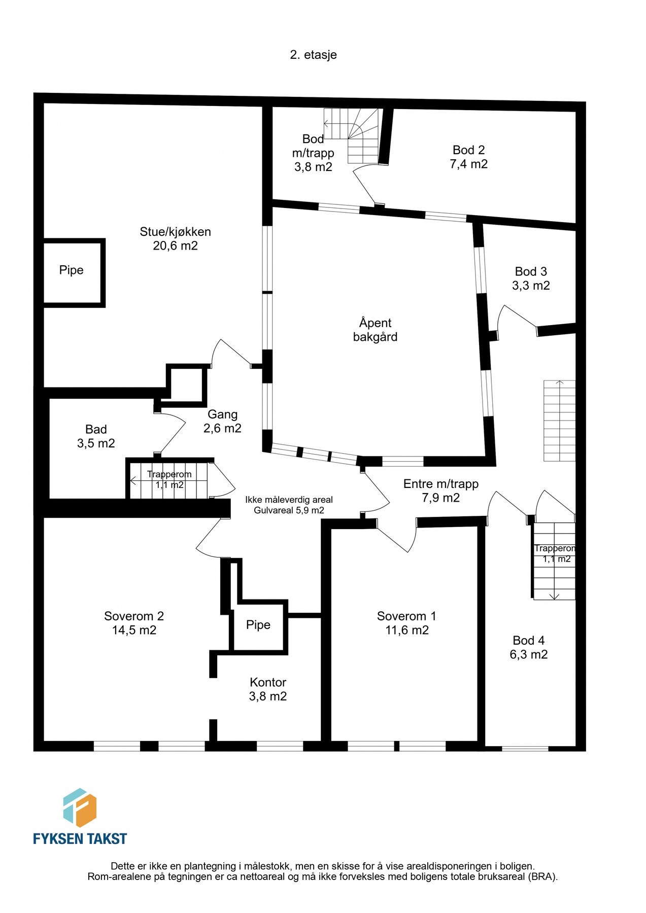 Ta en titt å gjør deg kjent med planskissen i 2 etasje. Galleribilde