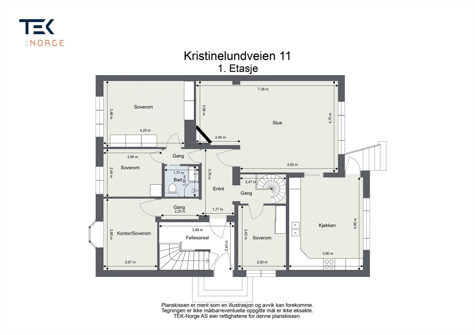 Plantegning 1. etasje. Galleribilde