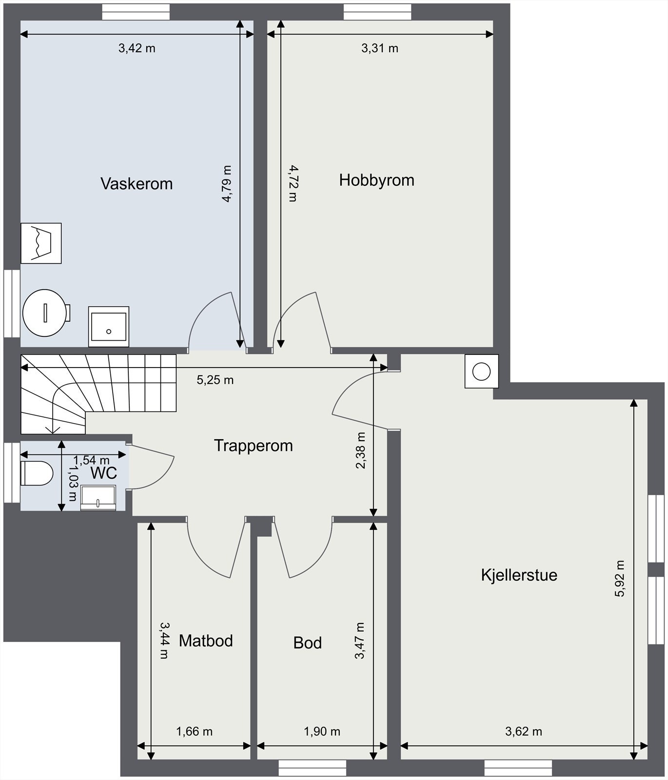 Plantegning kjeller. Galleribilde