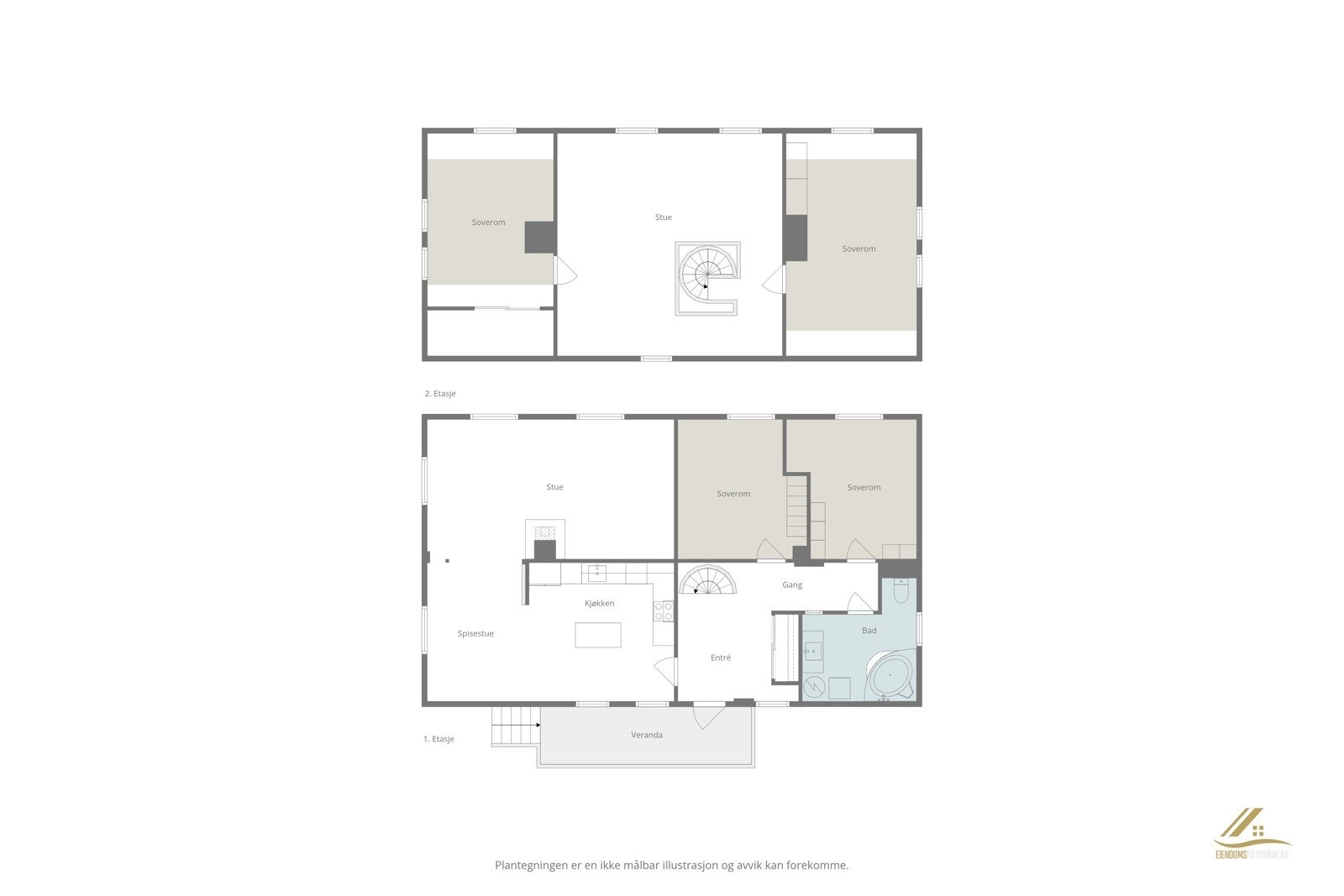 Plantegning begge plan. Galleribilde