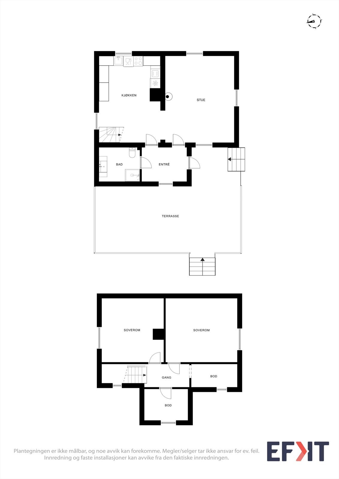 Plantegningen gir en god oversikt over boligens to etasjer. Galleribilde