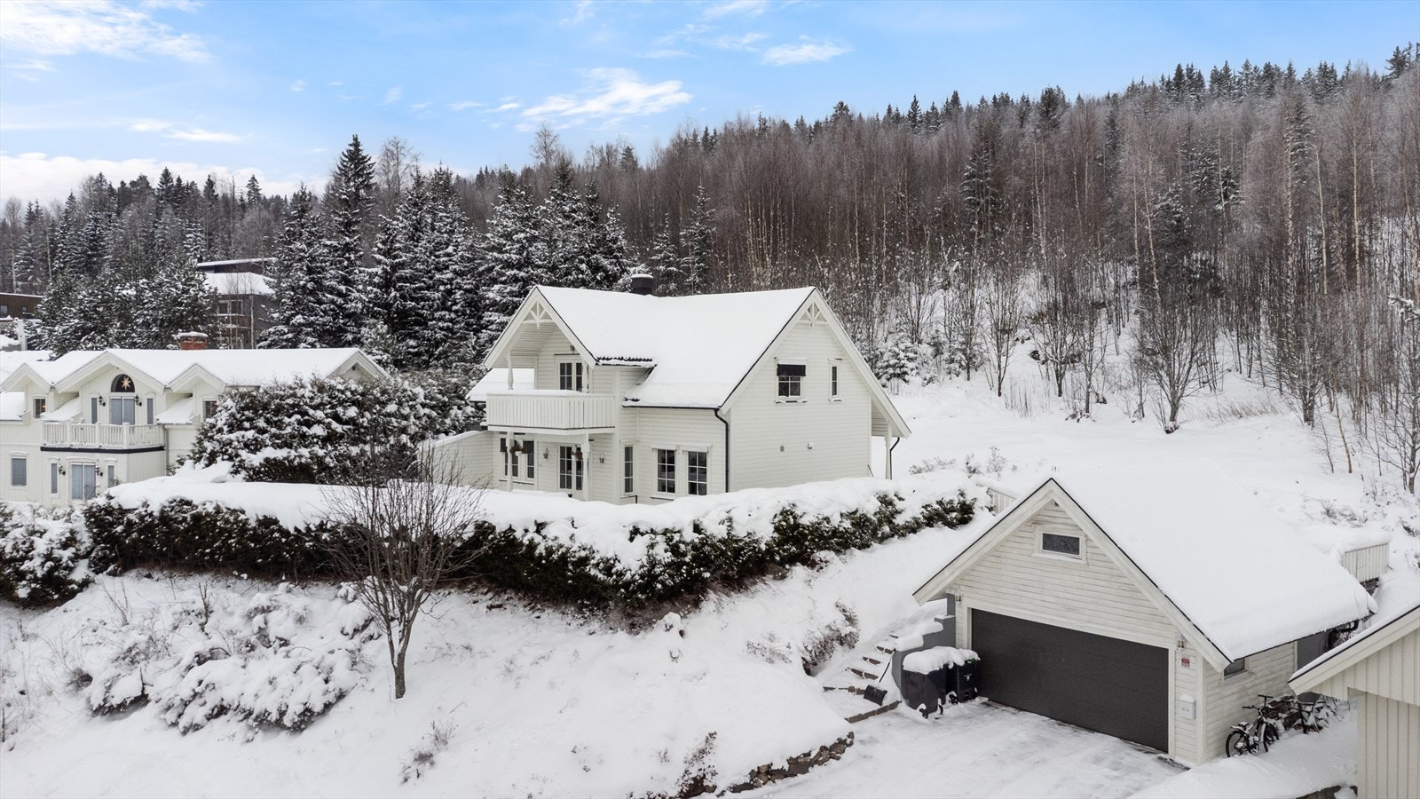 Rett bak huset er det skog, skog og skog! Her er det milevis med flotte turløyper og flotte oppkjørte skiløyper på vinteren! Galleribilde