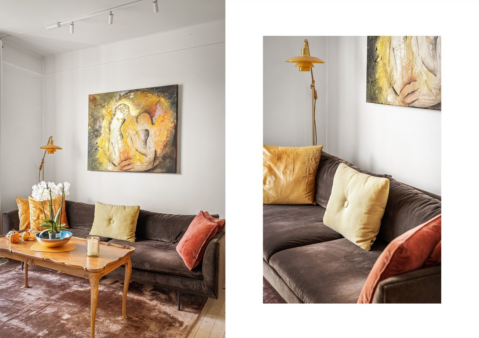 Nydelig lysinnslipp fra store vindusflater, god takhøyde og lys originale tregulv skaper en lun atmosfære og understreker boligens klassiske stil. Galleribilde