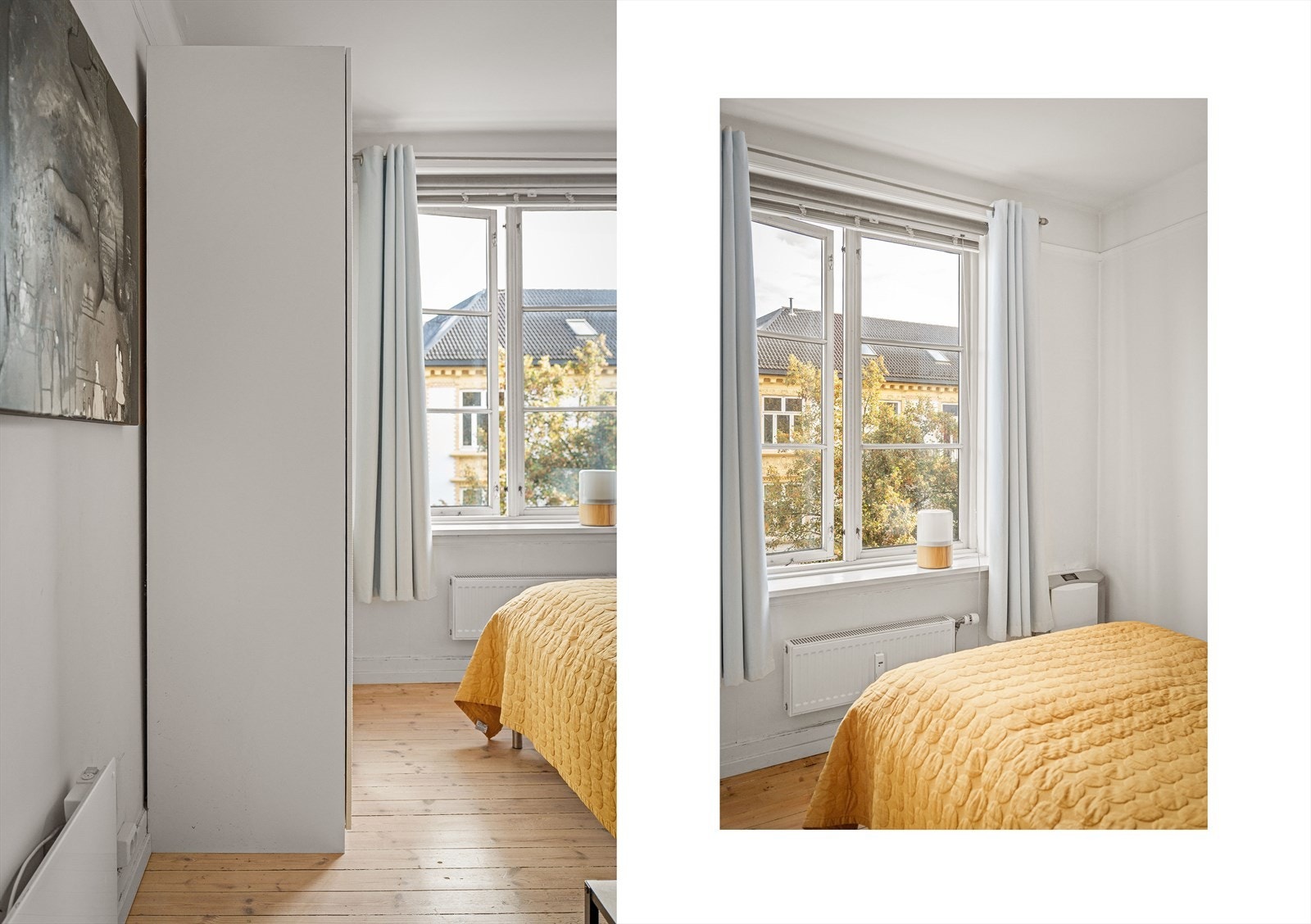 Soverommet er innredet med et praktisk garderobeskap på den ene veggen. Galleribilde