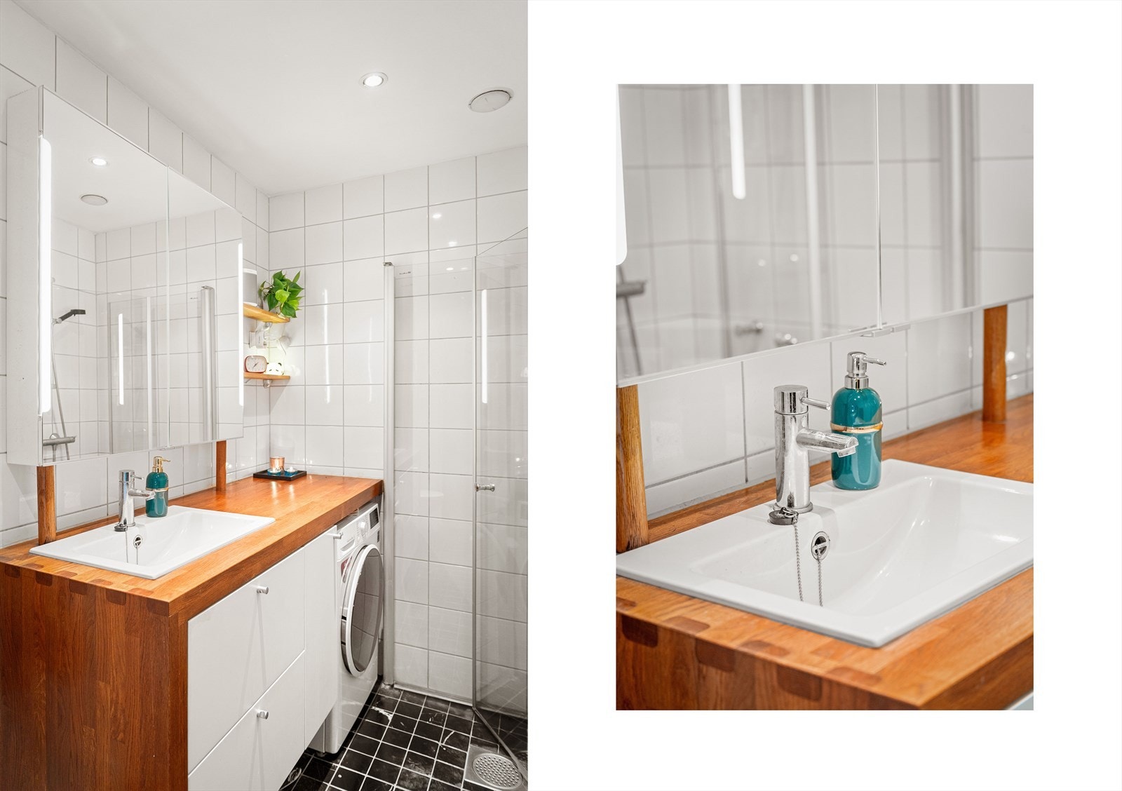 Det er opplegg for vaskemaskin på bad. Galleribilde