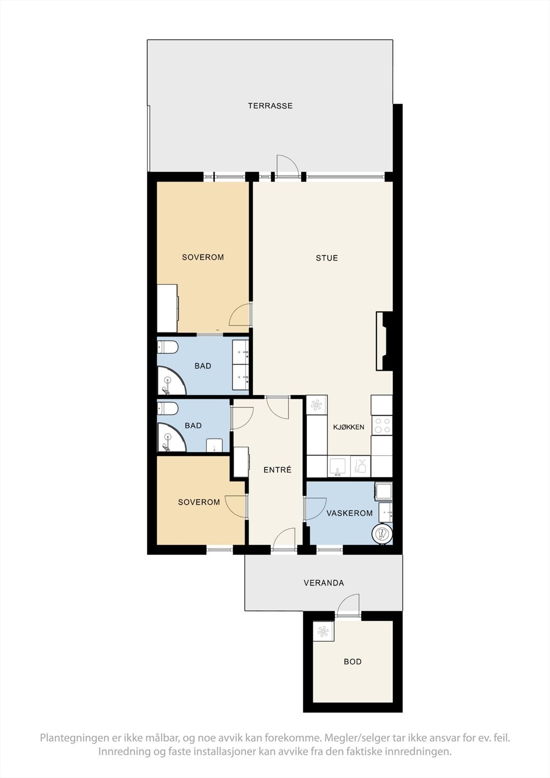 Leiligheten er innholdsrik med følgende plantegning. Galleribilde