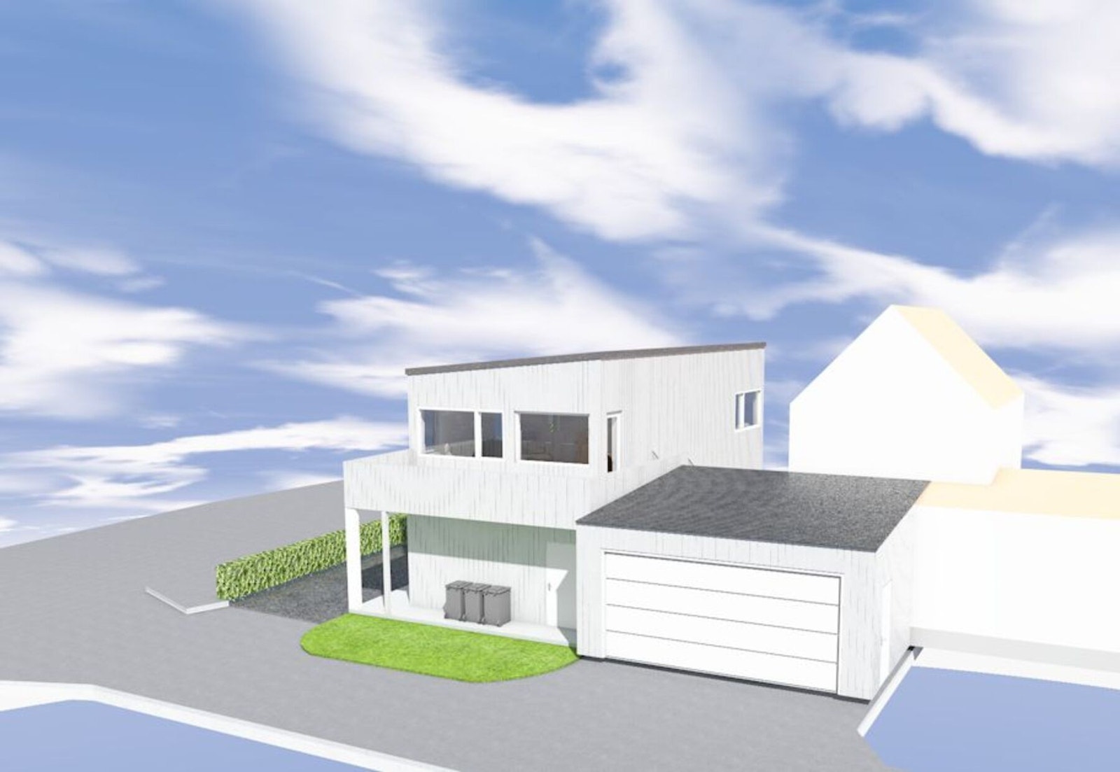 Illustrasjonstegning Søbstadvegen 58 A fra nordvest. Galleribilde