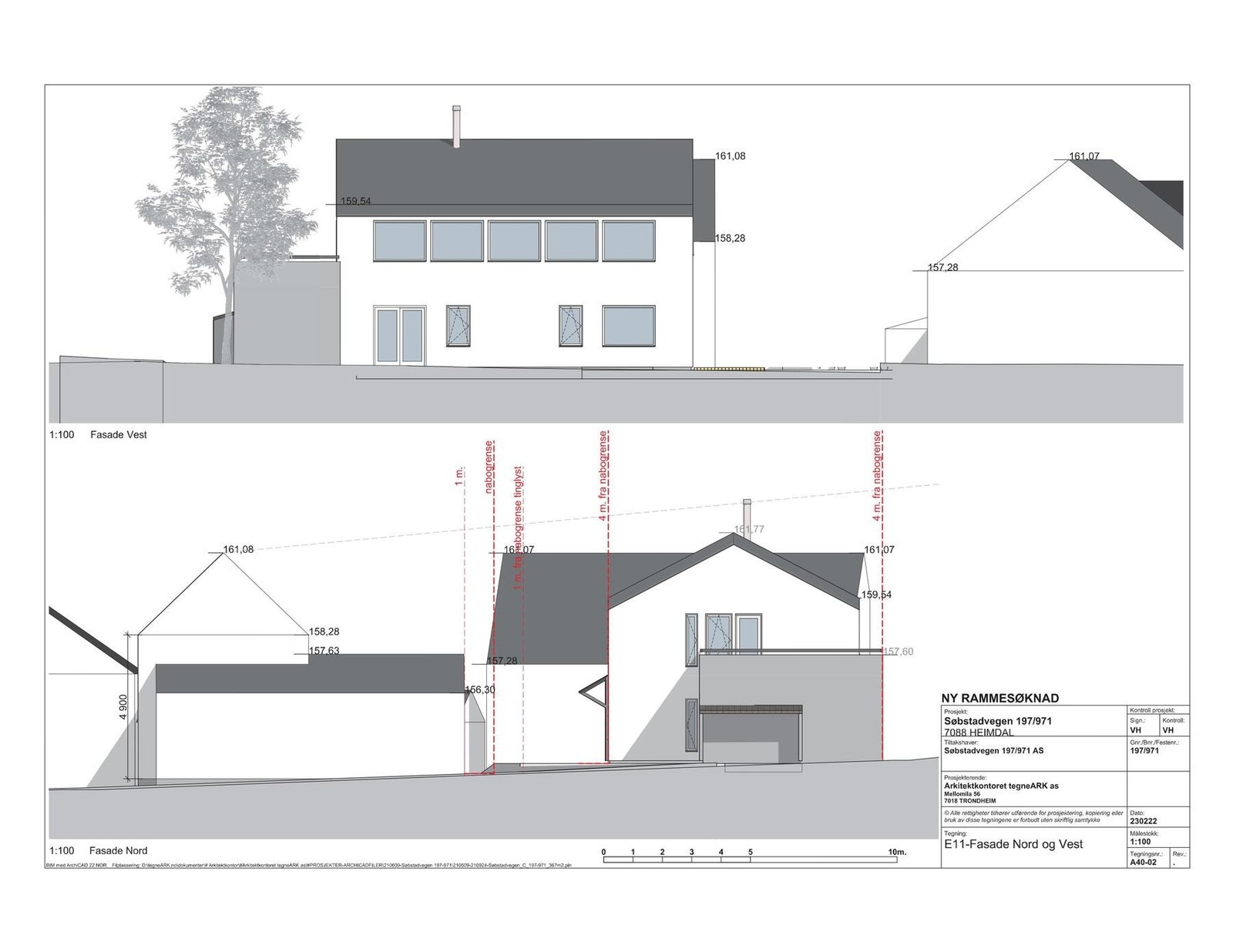 Fasadetegning - Søbstadvegen 58 C/D. Galleribilde