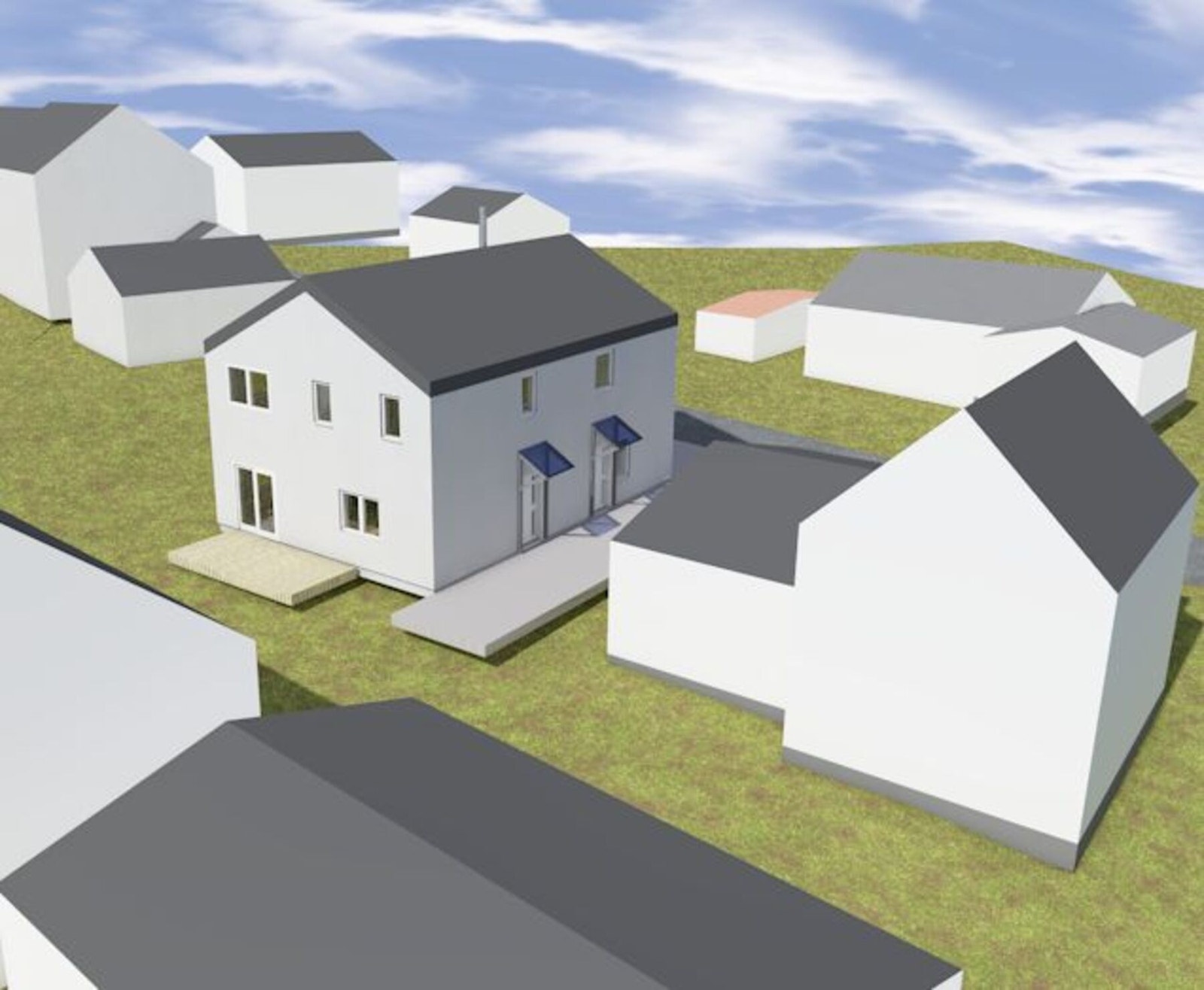 Illustrasjonstegning Søbstadvegen 58C/D fra sørøst. Galleribilde