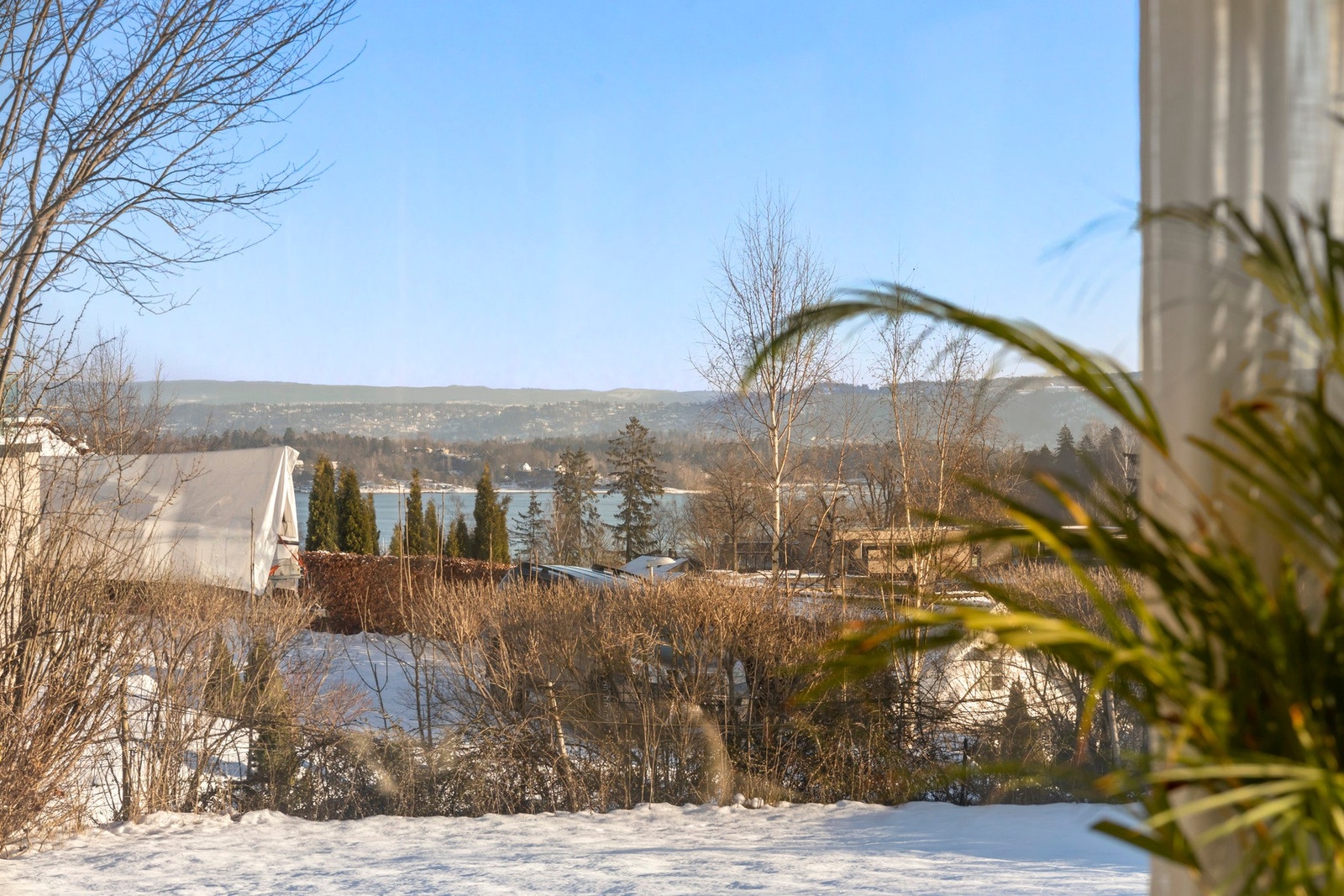 Utsikt mot øst fra stuevinduene i 1. etasje Galleribilde