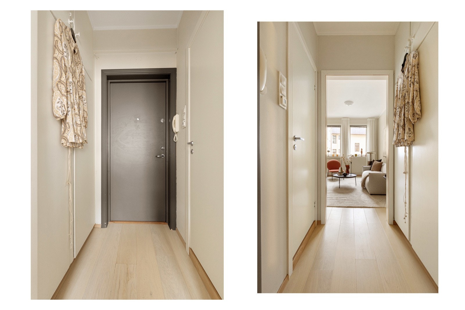 Entréen fremstår lys og har garderobeskap. Ekstern lagringsplass med kjellerbod Galleribilde