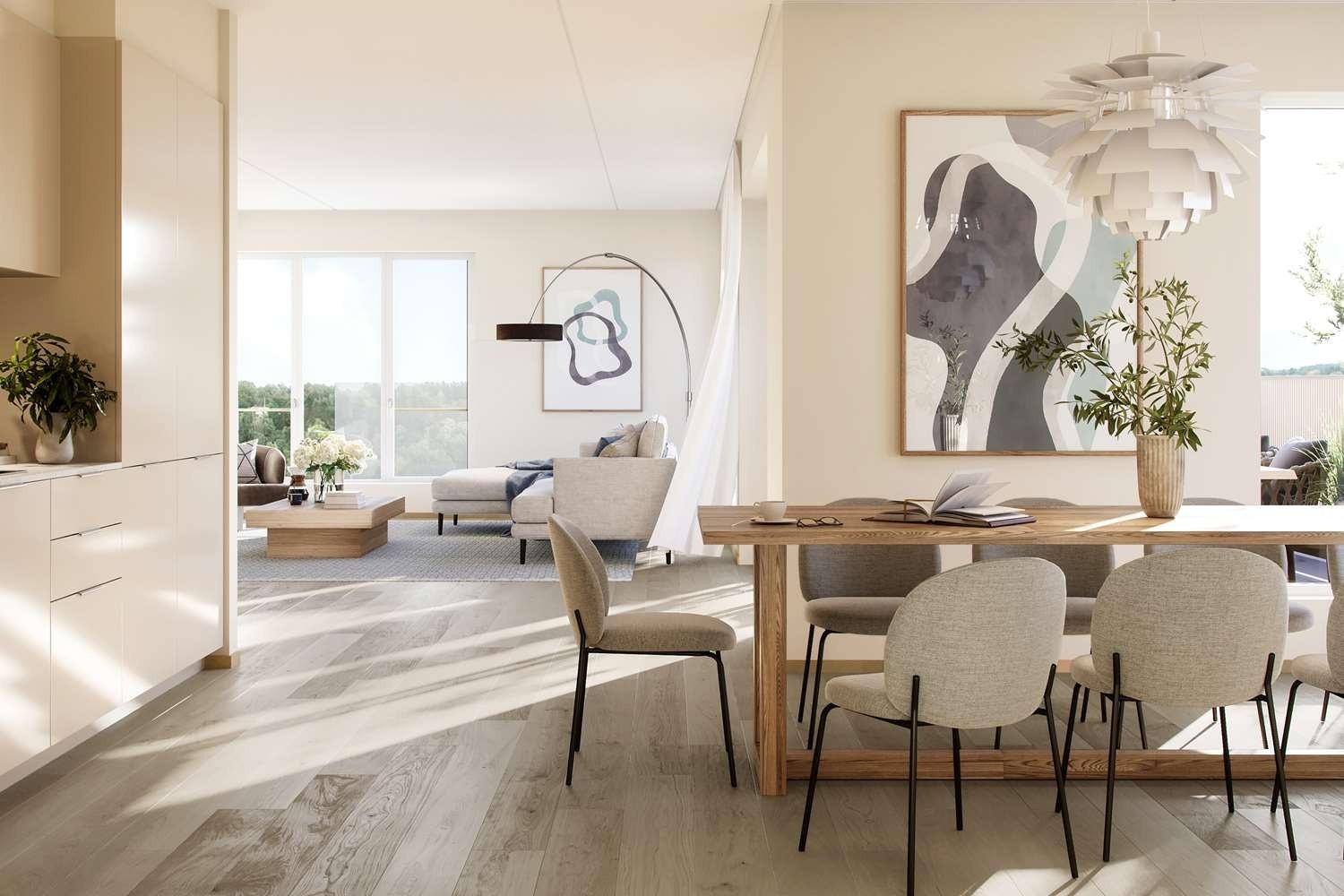 Kjøkken delvis adskilt fra stuen. Nytt kjøkken fra Studio Sigdal. Galleribilde