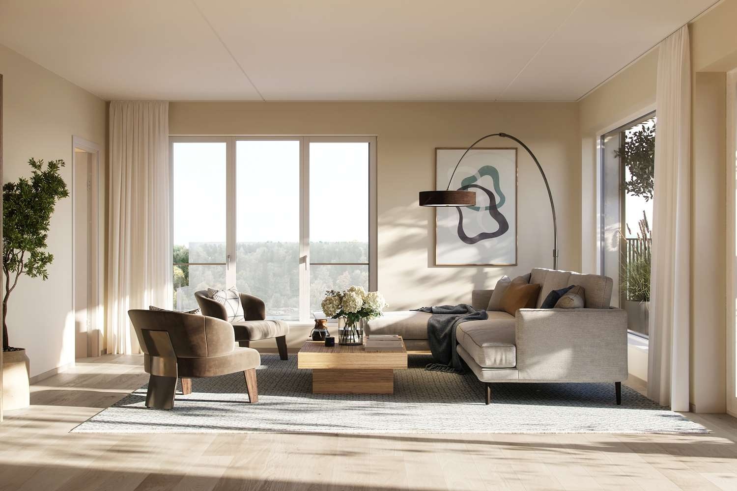 Endeleilighet m/stue som har lys fra to sider. Galleribilde