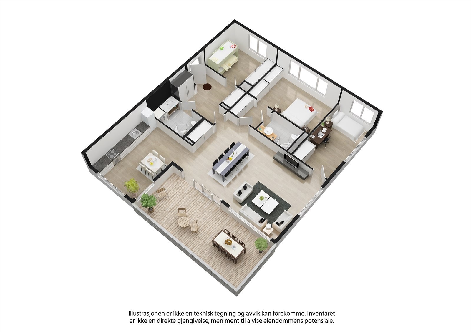 Se nyttige lenker: Illustrasjon av solforhold/utsikt, samt info interiør. Galleribilde