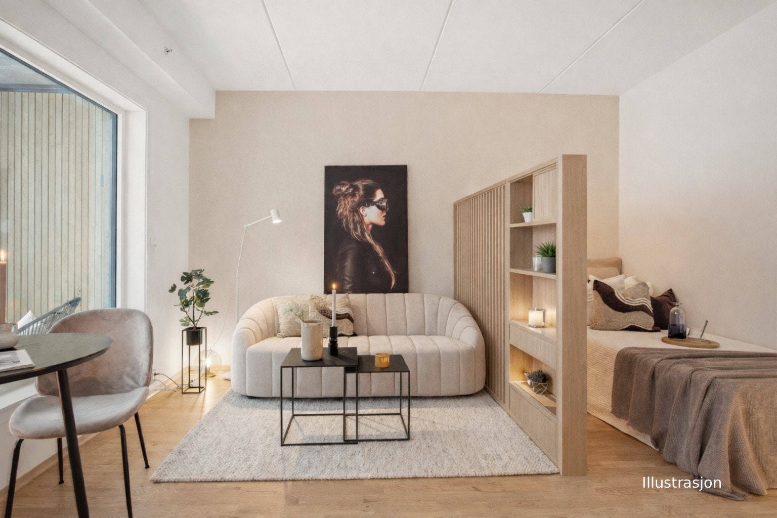 Velkommen til Jessheim Park K0302! (Skillevegg illustrert og vegg farget med AI) Galleribilde