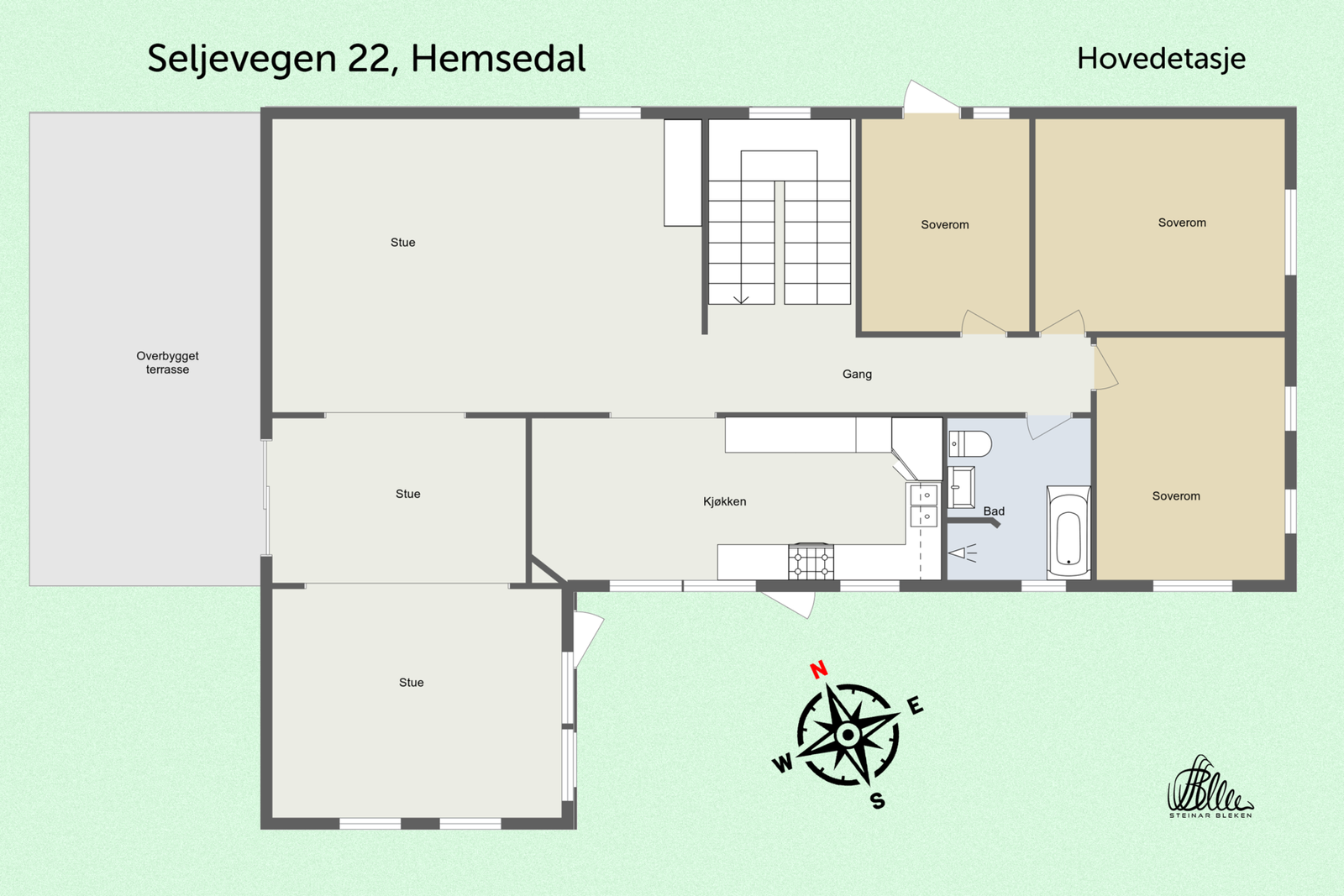 Plantegning hovedetasje. Galleribilde