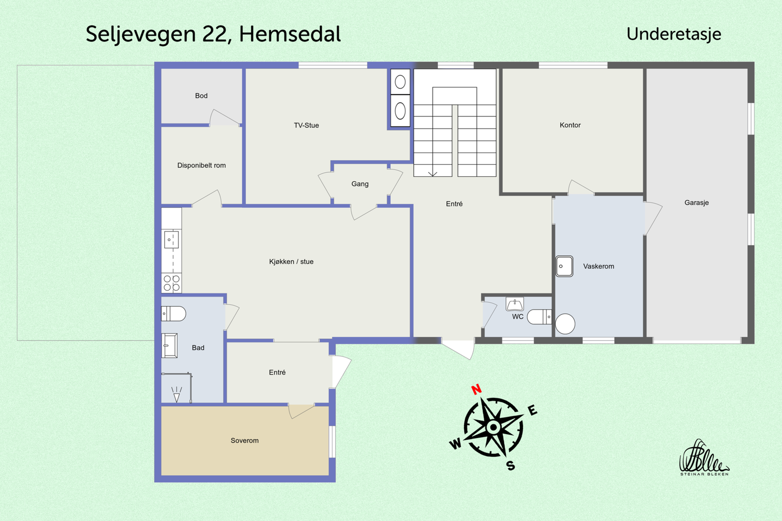 Plantegning underetasje. Galleribilde
