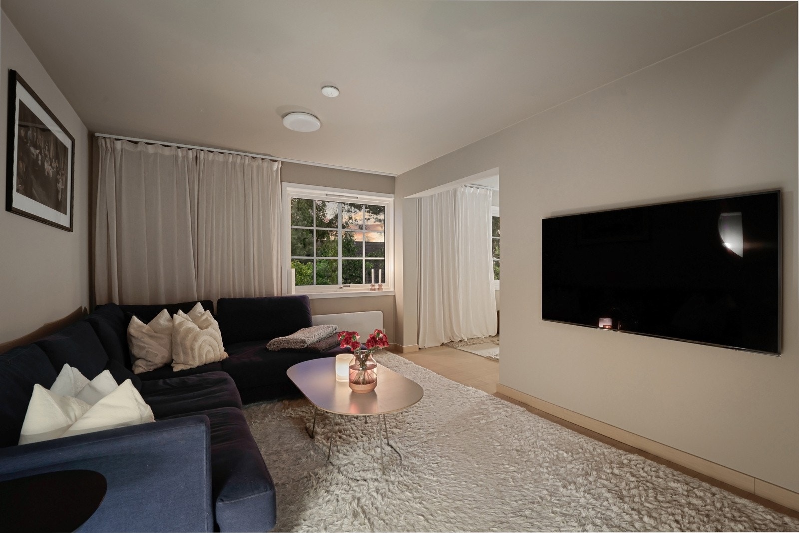 TV-stue med fin plass til stor salong med tilhørene møblement - Helt skjermet for innsyn. Galleribilde