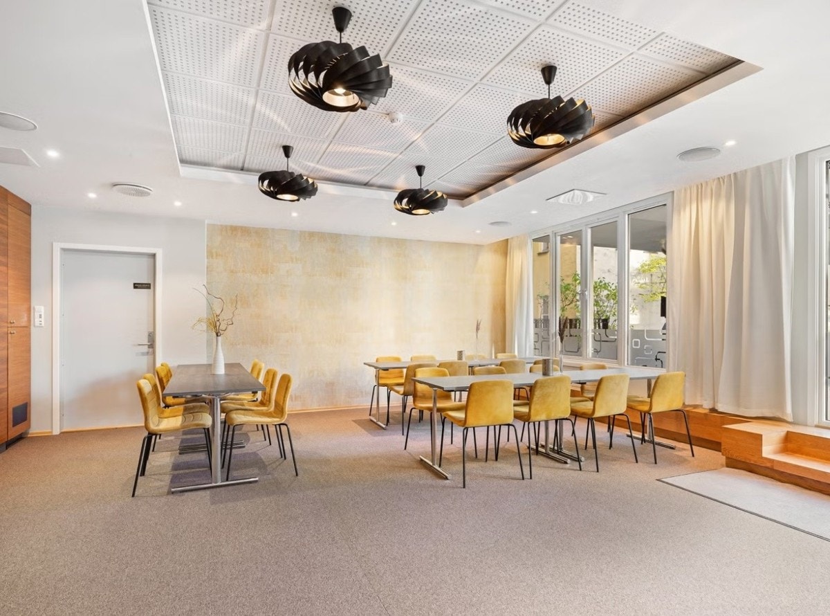 Fellesarealene kan fritt benyttes av beboere med mulig til å leie hele eller deler av fellesarealet til privat bruk Galleribilde