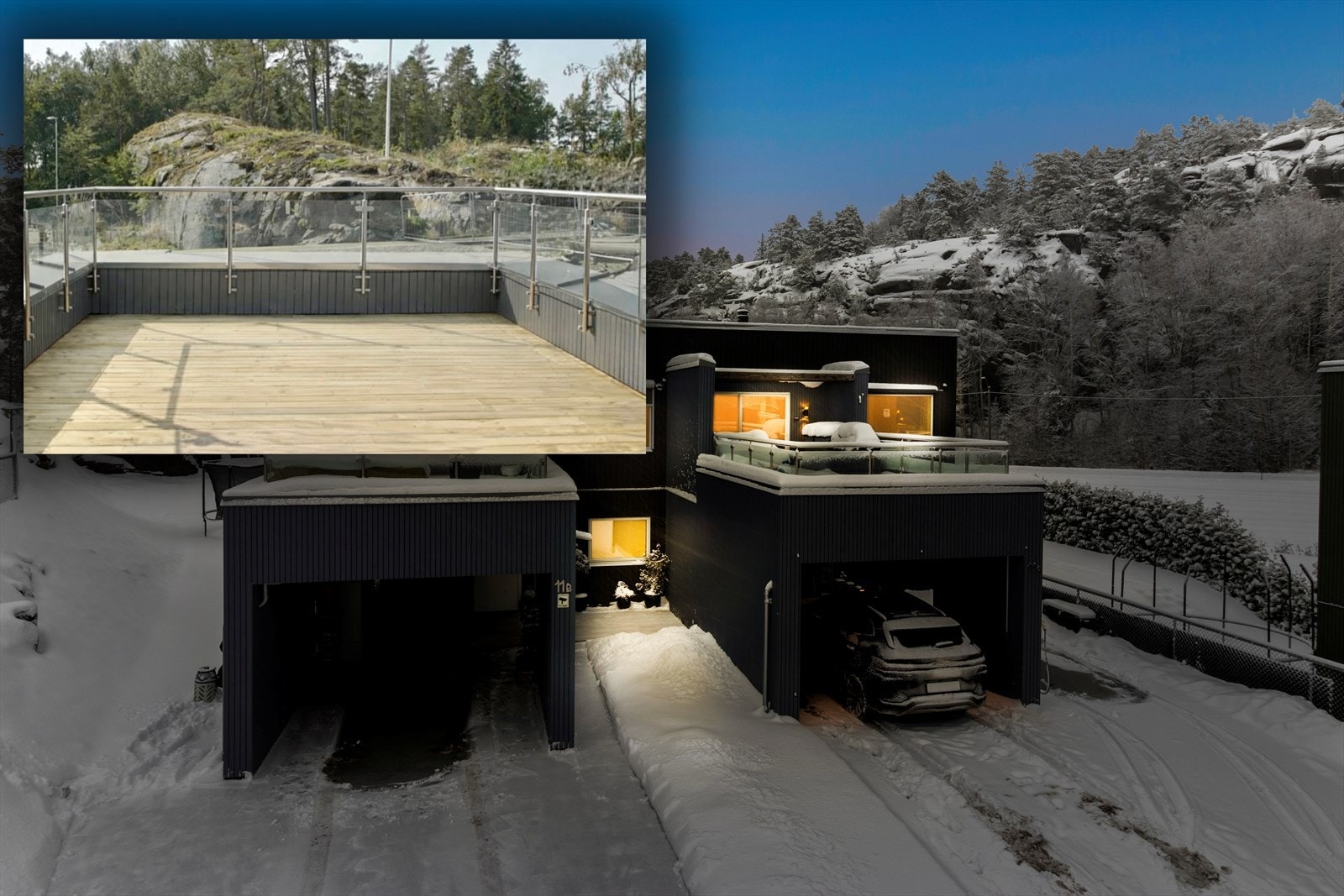 Her er et sommerbilde av terrassen fra selger Galleribilde