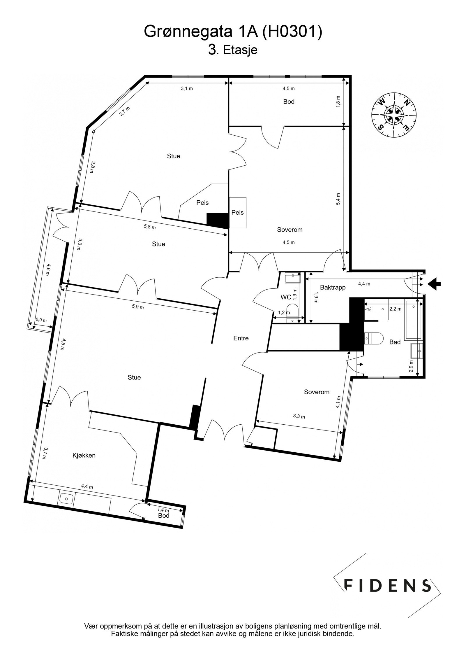 Plantegning 3. etasje Galleribilde