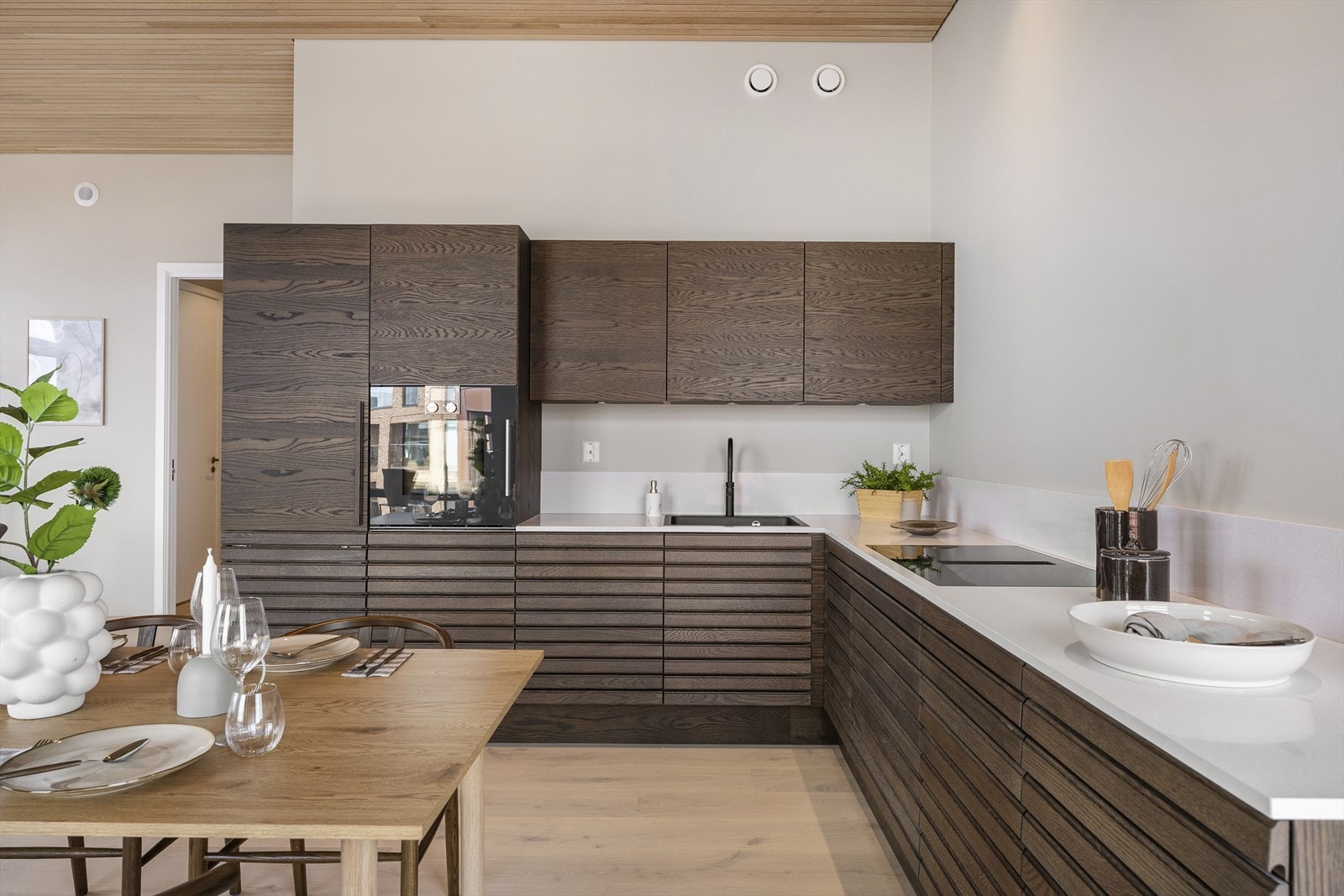 Kombiskap, stekeovn, oppvaskmaskin og induksjonstopp Galleribilde