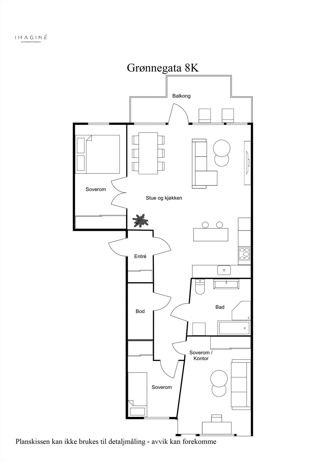 Grønnegata 8K - Plantegning 2D. Galleribilde