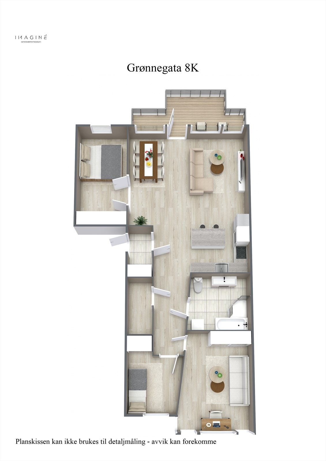 Grønnegata 8K - Plantegning 3D. Galleribilde