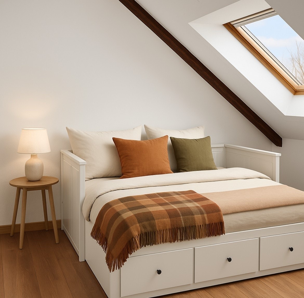 Sengen kan gjøres om til dobbeltseng. Galleribilde