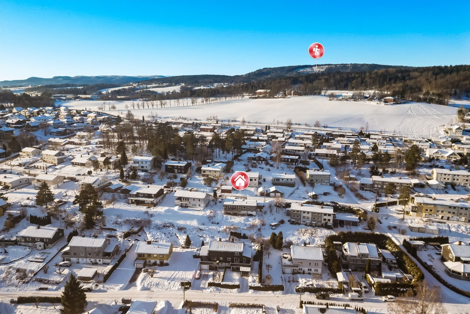 Det er kort vei til marka og turstier Galleribilde