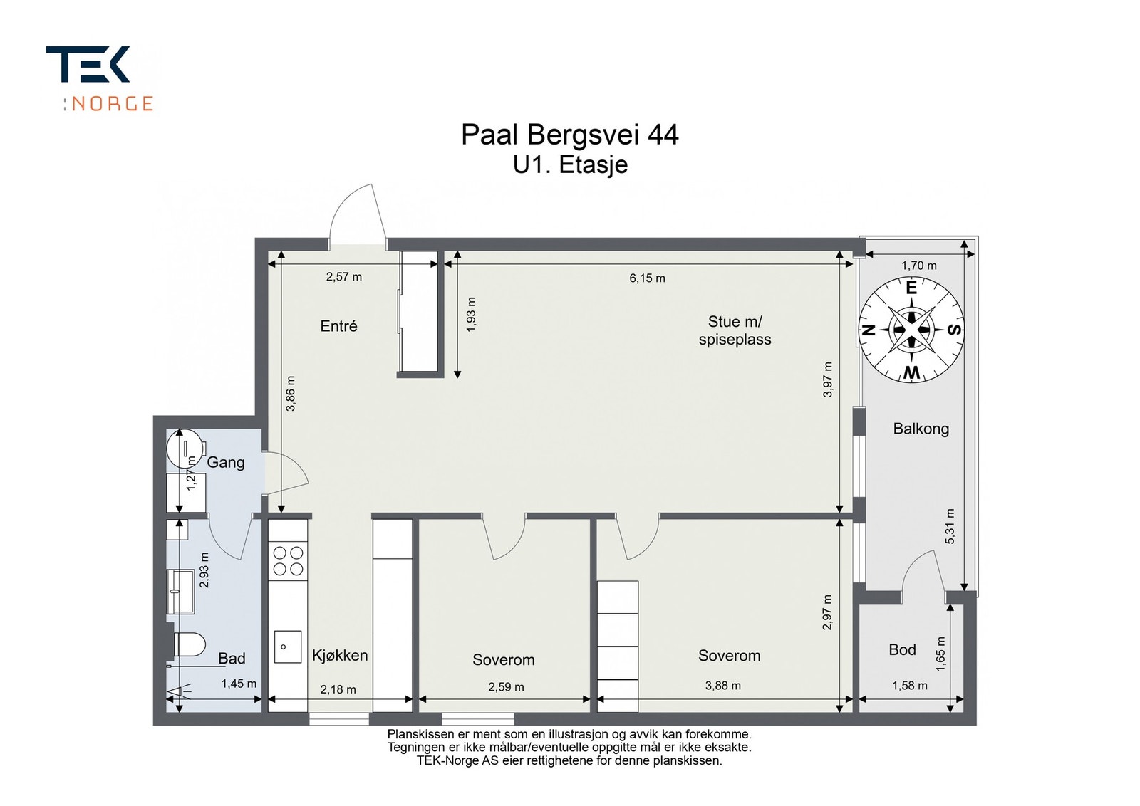 Plantegning, Paal Bergs vei 44 Galleribilde