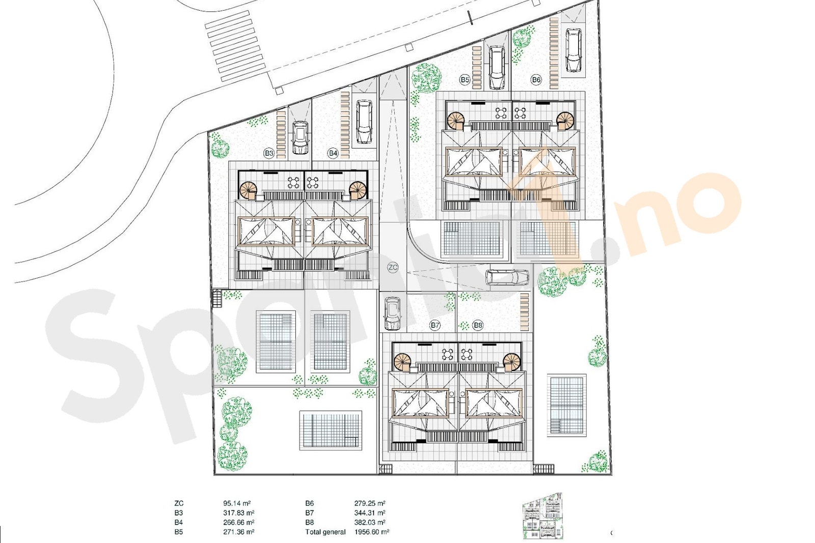 Plantegning tomter Galleribilde