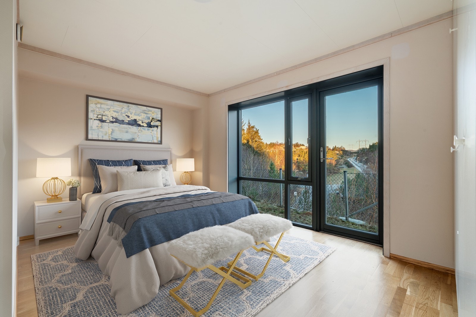 Digitalt møblert hovedsoverom Galleribilde